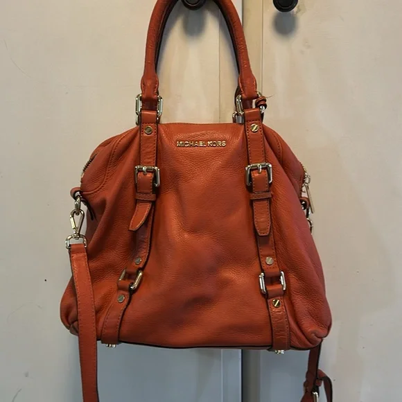 Michael Kors (Bedford) Orange Satchel with Gold Accents - Picture 2 of 9